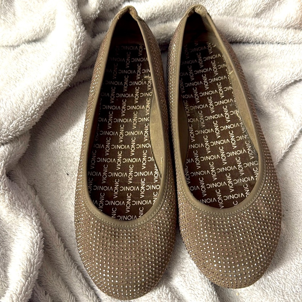 Vionic Spark Willow Studded Ballet Flat Size 8 Brown